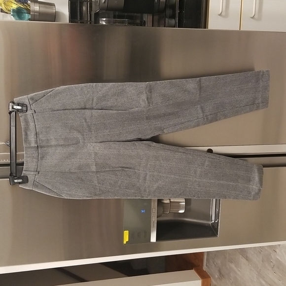 💕ANINE BING💕 Becky Trouser Pant Straight Leg High Waisted Grey Fishbone 32 NWT - Picture 6 of 12